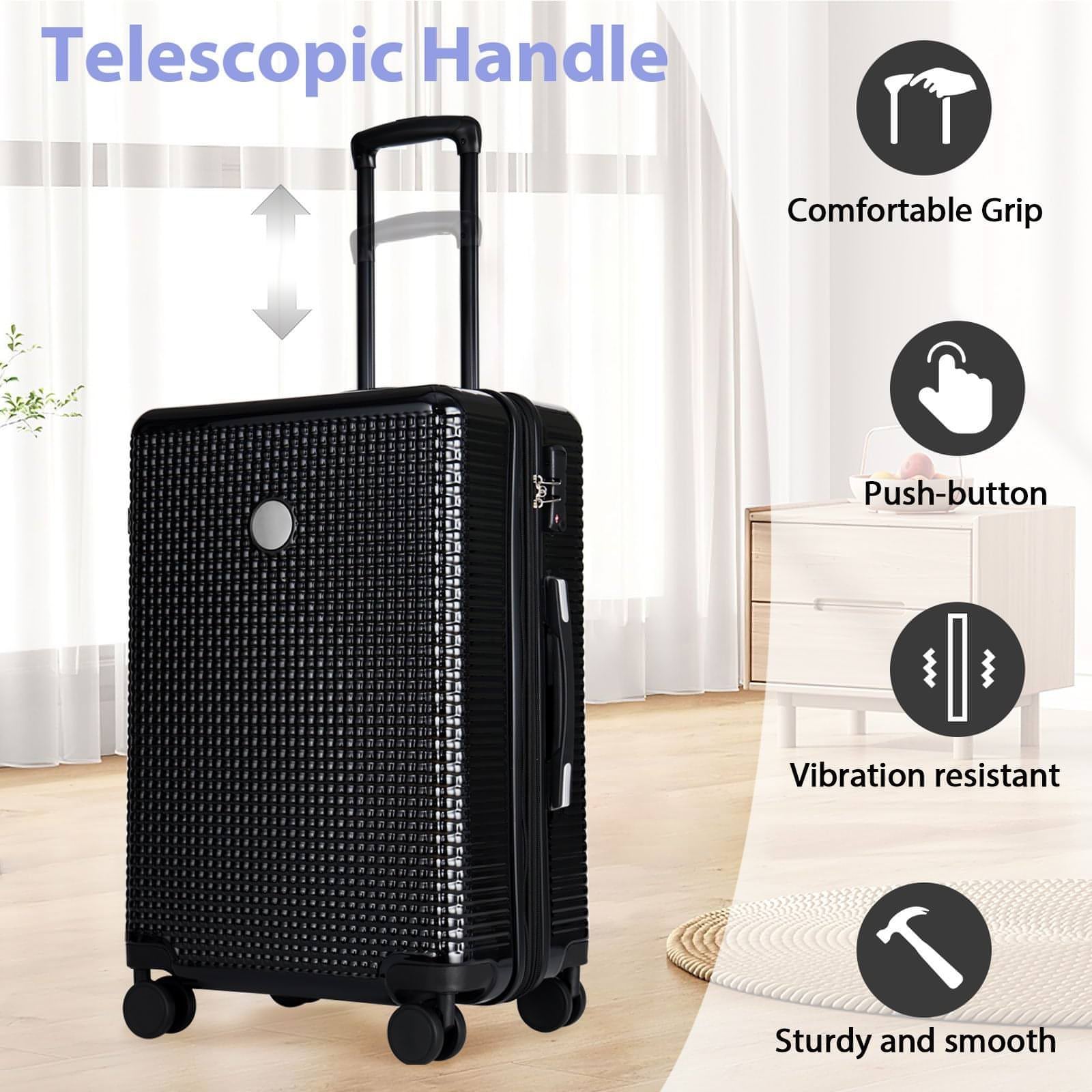 3 Piece Set Of Hard Shell Suitcases With Wheels, Light Expandable