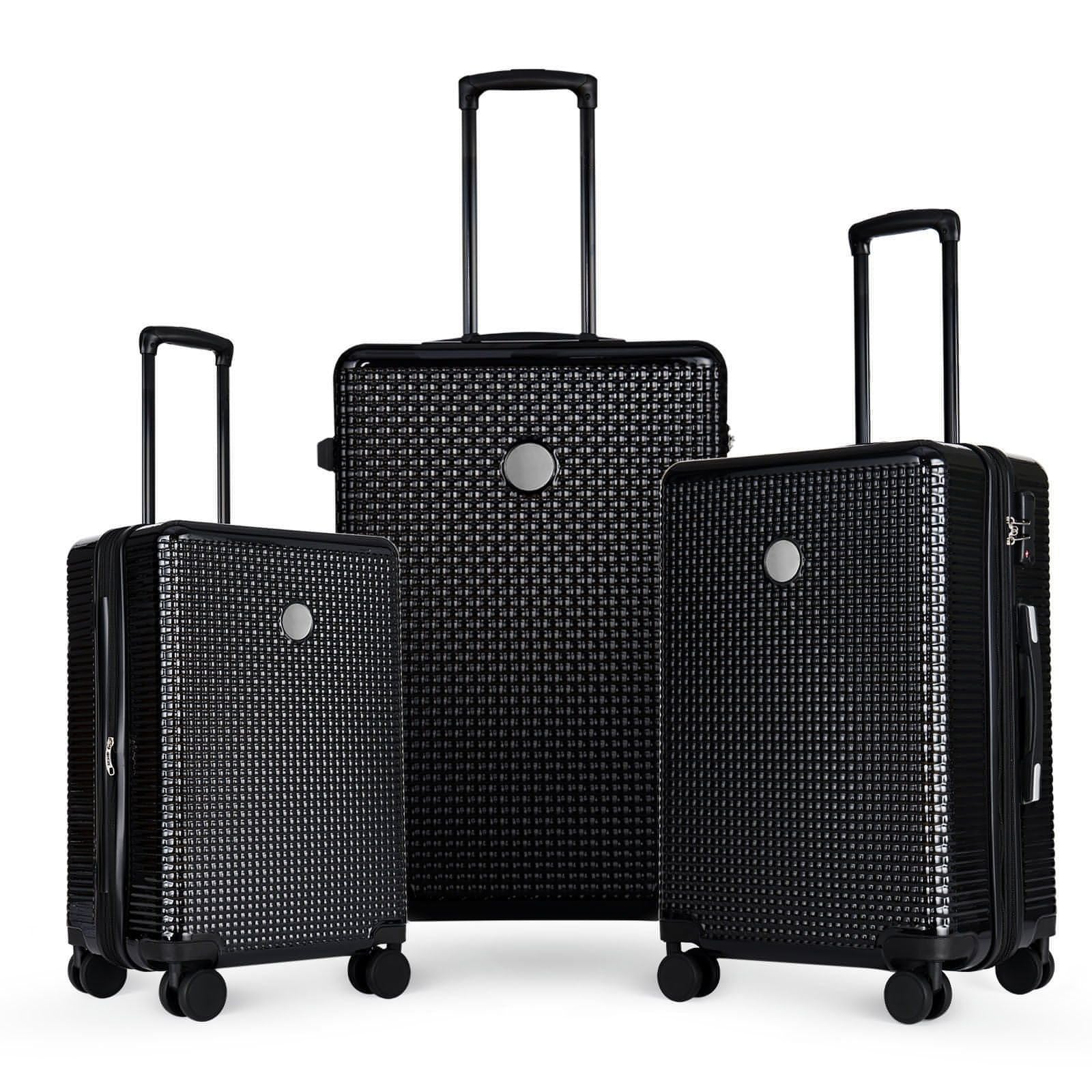 3 Piece Set Of Hard Shell Suitcases With Wheels, Light Expandable