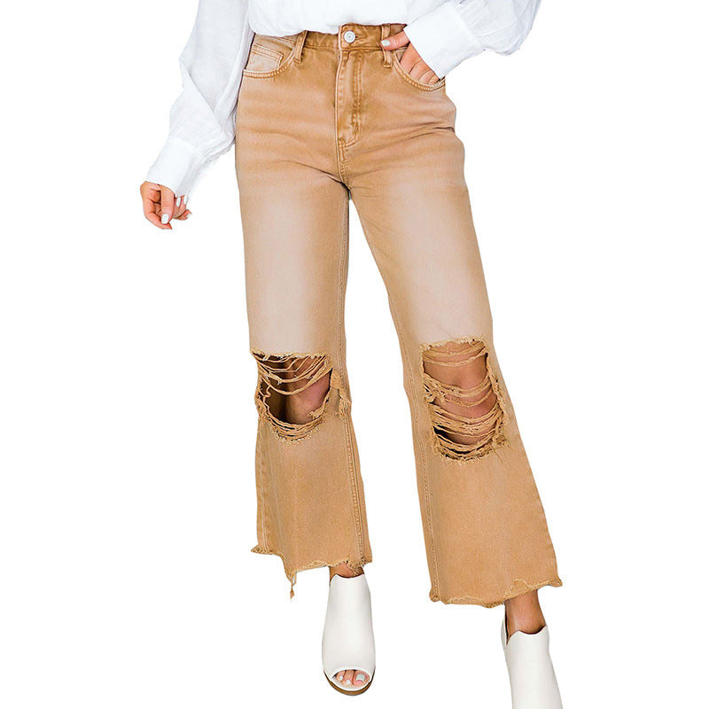 UrbanEdge™ Women's Jeans – High-Waist, Vintage-Ripped Style